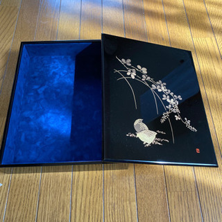 会津塗　木製漆塗文箱　「萩にうずら」新品未使用　【お引き取り予定決定済み】の画像