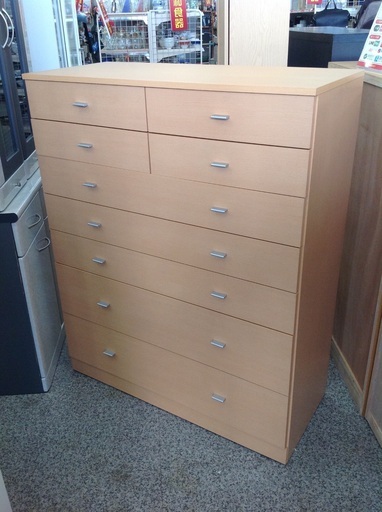 ナチュラル 木製 幅105㎝ 7段チェスト 【9650282】