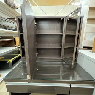 姿見ドレッサー ニトリ イス1脚付 ダークブラウンの画像