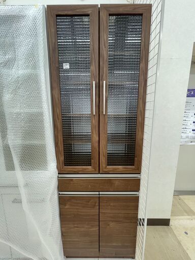 2枚扉食器棚 ブラウン