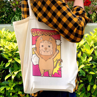 アメコミ風 ライオンキャラのトートバッグ