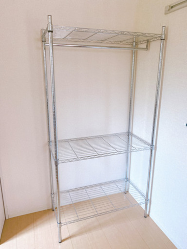 ラック　90×45×175 洋服収納　ハンガー掛け付き　一人暮らし　スチールラック　３段