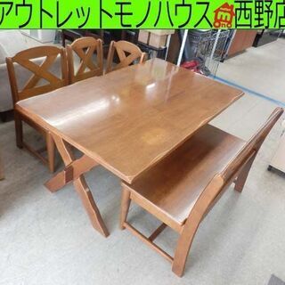 4人掛け ダイニングセット 木製 ベンチ テーブル イス変形 厚み 重厚感 ファミリー向け 家族 コスガ風 135×80 4点セット 食卓 札幌 西野店