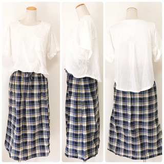 【定価 4,950 円】☆新品☆レイカズン 難あり カットソー×プリントドッキングワンピースの画像