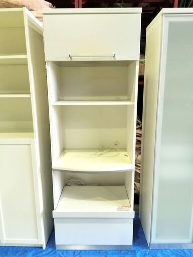 高さ2m 大型食器棚 レンジ台 白