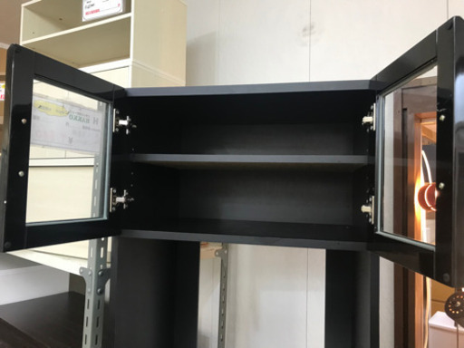 【リサイクルサービス八光　田上店　配達・設置OK】スリム食器棚　ブラック（扉エナメル）