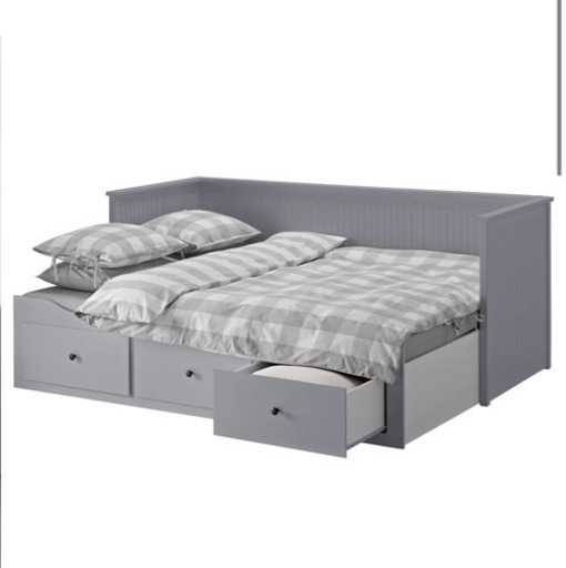 IKEA ベッド　セミシングル　クイーンサイズ　グレー