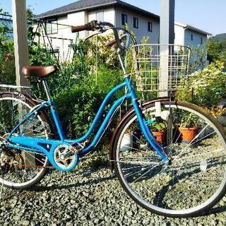 6段変速自転車ブルーの画像