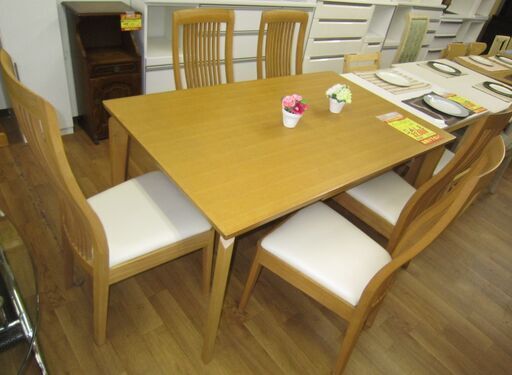 R073 大塚家具購入 ダイニング6点セット、5人用ダイニングセット、幅140cm