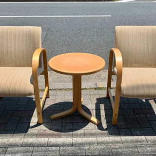 旭川家具/北海道/カンディハウス【サイドテーブル・チェア3点セット】