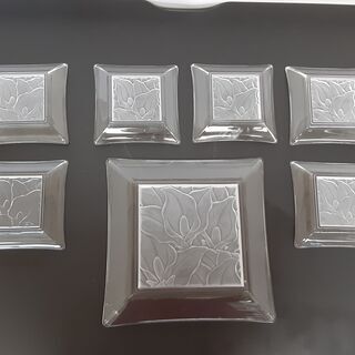 ガラス細工 大皿・小皿 セット　/DJ-0158-Aの画像