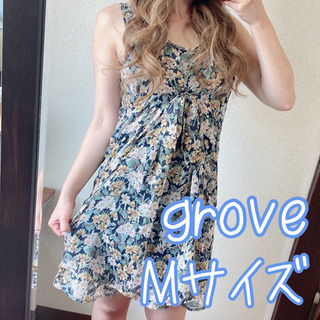 grove 花柄 ワンピース コットンのような柔らか素材❤ Mサイズ