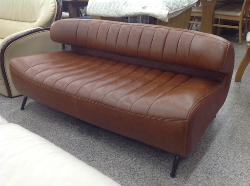 ブラウン レザー(合皮) 2人掛けソファー【9651082】