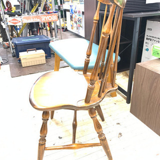 P3129 キツツキ　飛騨産業　ウィンザーチェア　ヴィンテージ　幅52.5×奥行50×高さ90cm プラクラ東区本町店　札幌の画像