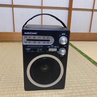  オーム電機 ポータブル木製ラジオ ブラック 
