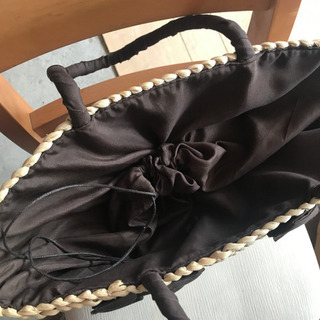 【3can4on】 かごバッグ　Bonjour 茶色　リボンの画像