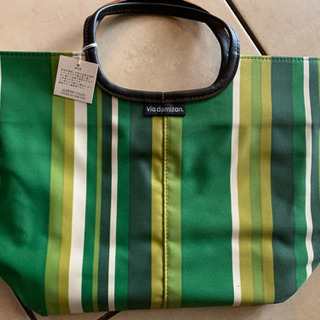 【新品】グリーンストライプトートバッグ