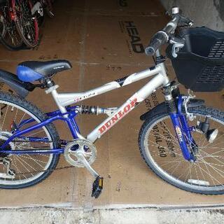（♧８）自転車　ジュニアマウンテンバイク　24インチ　ブルーホワイト
