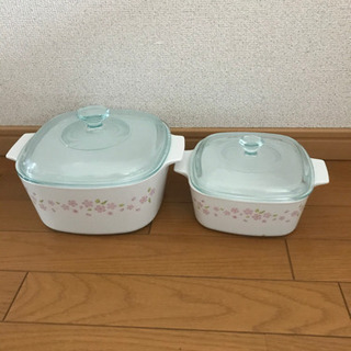 CORNING WARE コーニングウェア 四角花柄鍋