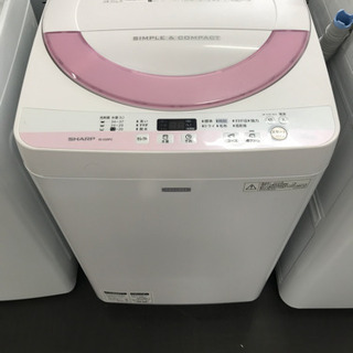 ? 動作洗浄済み。シャープ 全自動洗濯機 ES-G55PC-P・2015年製?