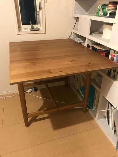 [譲渡確定です] インガートルプ ドロップリーフテーブル, アンティークステイン65/123x78 cm