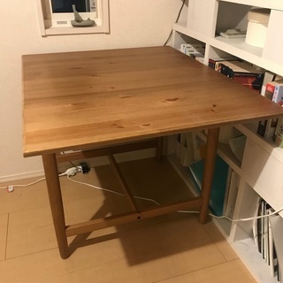 [譲渡確定です] インガートルプ ドロップリーフテーブル, アンティークステイン65/123x78 cm