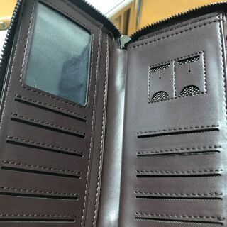 【配送・直接引渡OK】管理番号：G－４　未使用品　レザーロングウォレット　縦２０cm 横１０cm 厚み２cmの画像