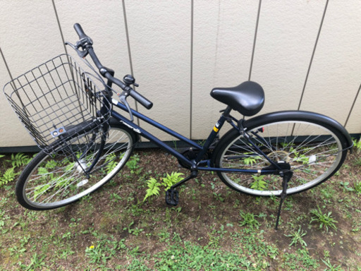 自転車 27インチ 6段変速ギア LED オートライト ネイビー