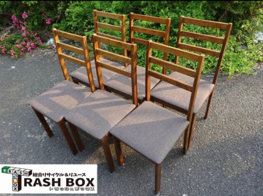 (398-0)6脚まとめ売り ダイニングチェア ラバーウッド 木製 シンプル イス 椅子 飲食店 店舗 W400D425H900