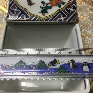 九谷焼 青郊窯　色絵鳥文角小鉢　7客の画像