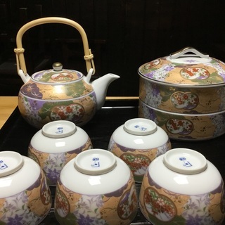 美濃焼　翔山　二段重&茶器セット