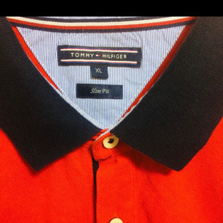 トミーヒルフィガー ポロシャツ　赤 XL 古着の画像