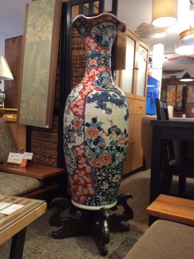中古品 大きな壺 台座付き