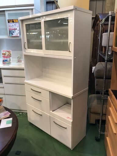 【愛品館八千代店】ニトリ　スライド扉キッチンボード　コパン100　白【愛八KT】