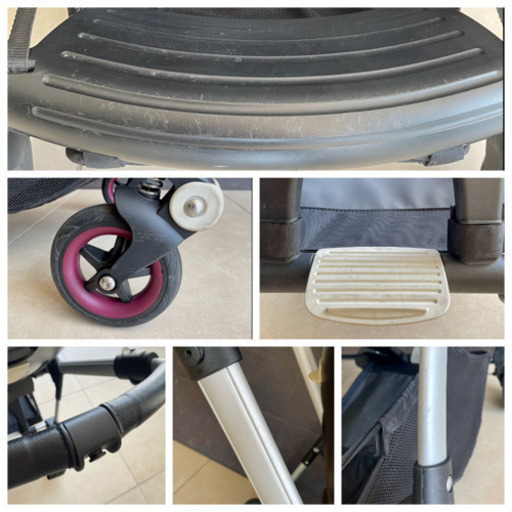 【ネット決済】 Bugaboo Bee5バガブービー5 「グレーメランジ×シルバーシャーシ×ダークレッドホイール」シートライナー、カッ