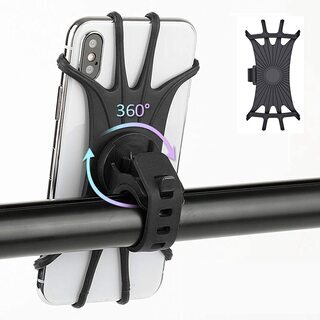 【新品】バイク電話マウント、自転車用360回転シリコンスマートフォンスタンド、調整可能なユニバーサルバイク電話ハンドルバーホルダー、フェイス＆タッチID、iPhone、Samsungまたはその他のスマートフォン用アンチシェイク自転車携帯ホルダーの画像