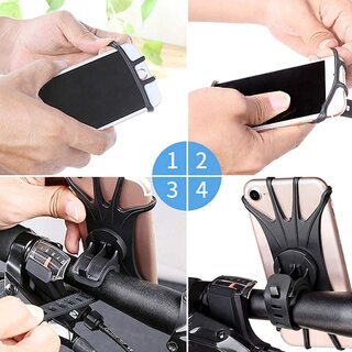 【新品】バイク電話マウント、自転車用360回転シリコンスマートフォンスタンド、調整可能なユニバーサルバイク電話ハンドルバーホルダー、フェイス＆タッチID、iPhone、Samsungまたはその他のスマートフォン用アンチシェイク自転車携帯ホルダーの画像