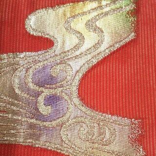 👘正絹 夏帯 駒絽 紗 観世水ヱ霞 名古屋帯 お太鼓柄 ♪ 透け感が素敵！の画像