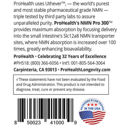 最高品質NMN Prohealth NMN PRO 300 PURE NMN 60カプセル【新品】全国配送料無料