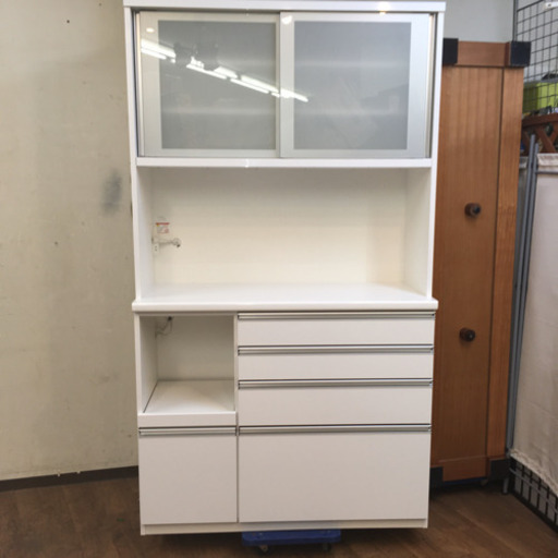 S187  松田家具　 キッチンボード、食器棚、117cm ﾌﾞﾙﾓｰｼｮﾝ機能付