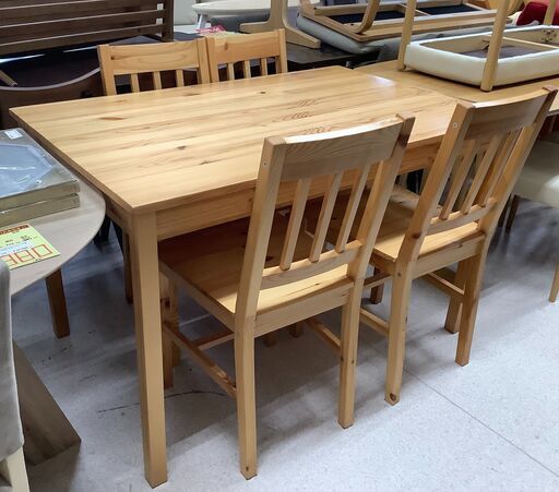 ダイニング5点セット 木目 NA テーブル／チェア×4【ユーズドユーズ名古屋天白店】 J856
