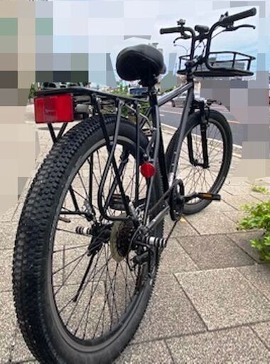 ☆引取りのみ☆ブラック26inch　太タイヤ　自転車　ハンドル改　後ろ荷台取付　ギアガード　サスペンション