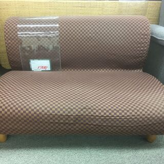 【格安！2人掛けソファ】 2Pソファ 布製  ：茶色×赤茶色 市松模様