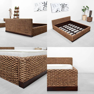 ウォーターヒヤシンスのダブルベッド枠 アジアンベットフレーム ダブル