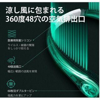 【新品・未使用】「楽天１位」首掛け扇風機 羽根なし 扇風機 ポータブル扇風機 首かけ ネックファン ハンディファン 首かけ ネッククーラー USB充電式 扇風機 首掛け 羽なし ミニ ファン 携帯 軽量 小型 静音 高品質 360度 涼感 両手解放 快適装着 2021の画像
