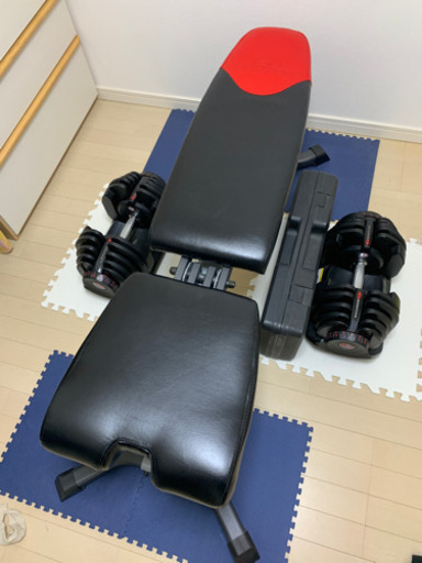 BOWFLEX ベンチ、可変式ダンベル2個(41k g)、おまけ
