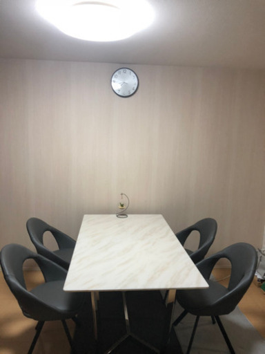 大理石高級ダイニングテーブル・イス4脚セット