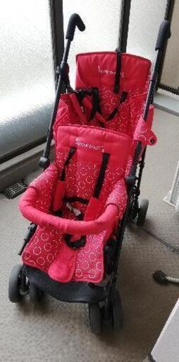 キンダーワゴン 二人乗り　双子ベビーカー　縦型