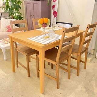 ダイニングテーブルセット 5点セット ナチュラル 中古品