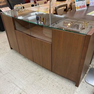 【愛品館 江戸川店】ガラストップ リビングボード　サイドボード　ID:157-007781-007　配送可　代引き配送可